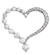 Prong-Set Round Brilliant-Cut Diamond Heart Pendant Setting in 14k Gold (SI2/G D-1.05ct.)