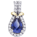 Two-Tone Round Diamonds & Pear Shape Sapphire Pendant 