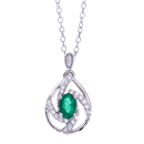 0.16 Ct Drop Shaped Emerald Pendant in 14K White Gold