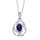 0.16 Ct Drop Shaped Sapphire Pendant in 14K White Gold