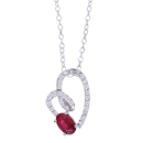 0.19 Ct Diamond & 6x4 MM Ruby Heart Pendant in 14K White Gold