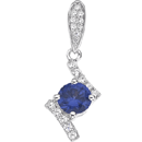 0.17 Cts Diamond & 6 MM Sapphire Pendant in 14K White Gold