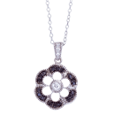 0.11 Ct White Diamond & 0.22 Ct Black Diamond Pendant in 14K White Gold 