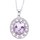 Sterling Silver and Diamond Amethyst Pendant 