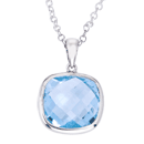 Silver pendant with  10mm blue topaz