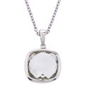 Silver pendant with 10mm heckerboard green amethys