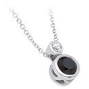 14K White Gold, 0.06 Ct White Diamond & 0.59 Ct Black Diamond Pendant 