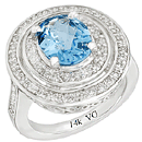 14K White Gold, semi precious Blue Topaz ring (G/SI2, D-0.72ct. BT-10x8mm).