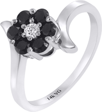 14K White Gold, 0.07 Ct White Diamond & 0.55 Ct Black Diamond Ring