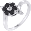 14K White Gold, 0.07 Ct White Diamond & 0.55 Ct Black Diamond Ring