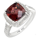 14K White Gold semi precious Garnet Ring (G/SI2, 0.31ct, G-9mm). 
