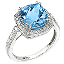 Blue Topaz and Diamond Ring in 14k White Gold (D-0.28ct. BT-9mm)