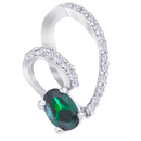0.13 Ct Diamond & 0.50 ct. Emerald Heart Pendant in 14K White Gold