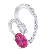 0.13 Ct Diamond & 6X4 MM Ruby Heart Pendant in 14K White Gold