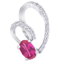 0.13 Ct Diamond & 6X4 MM Ruby Heart Pendant in 14K White Gold