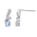 0.14ct Diamond & 4MM Blue Topaz Earrings in 14K White Gold