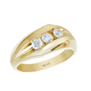 1/2 Cts Diamond Men's Three Stone Ring in 14K Gold
