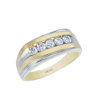 0.50 Cts Diamond Men�s Five Stone Ring in 14K Two-Tone Gold