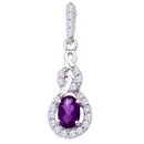 Amethys And Diamond Pendant in 14k White Gold 