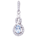 Blue Topaz and Diamond Pendant in 14k White Gold 