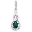 Emerald and Diamond Pendant in 14k White Gold 