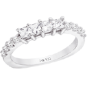 14K White Gold Round and Princess Cut Diamond Wedding Band