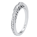Prong-Set, 14k White Gold Engraves Wedding Band  (SI2/G, D-0.16ct.)