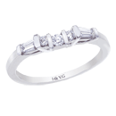 Spectacular 14K White Gold Baguete and Round Cut Diamond Wedding Band D-0.35ct. 