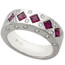 14K White Gold Wedding Ring (G/SI2, D-0.37ct, R-0.95ct).