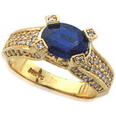14K Yellow Gold Sapphire Ring (G/SI2, D-0.75ct.  S-2.00ct.)