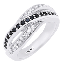 0.47 Ct Black & White Diamond Ring in 14K White Gold