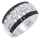 14K White Gold Black & White Diamond Ring D-0.56 Ct