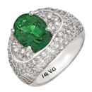 14K White Gold Diamond and Emerald Wedding Ring (G/SI2, D-2.05ct. E-2.31ct).