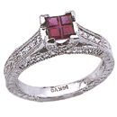 14K white gold precious stone Garnet ring (G/SI2, D-0.40ct. AMT-1.00ct)