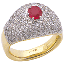 14K Yellow Gold Wedding ring (G/SI2, D-1.30ct.  R-0.71ct.).