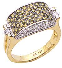 18K Two-Tone colored enhanced diamond wedding ring (enhanced yellow diamond,G/SI,SI2, D-0.44ct, C-0.55ct),