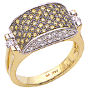 18K Two-Tone colored enhanced diamond wedding ring (enhanced yellow diamond,G/SI,SI2, D-0.44ct, C-0.55ct),