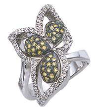 18K white gold colored enhanced diamond wedding ring,  (G,Enhaced yellow/SI,SI2, 0.80ct).
