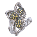 18K white gold colored enhanced diamond wedding ring,  (G,Enhaced yellow/SI,SI2, 0.80ct).
