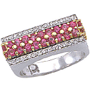18K Two-Tone Precious Pink Sapphire Ring  (G/SI2, D-0.31ct, PS-1.19ct).