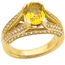 14K Yellow Gold Diamond and Yellow Sapphire Wedding Ring (G/SI2, D-0.65ct. YS-2.25ct.)