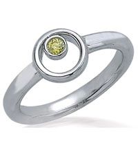 14K white gold colored enhanced diamond wedding ring (enhanced yellow/SI2,SI1, 0.06ct).