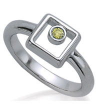 14K white gold colored enhanced diamond wedding ring (Enhanced yellow/SI1, 0.06ct).