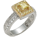 14K Two-Tone colored diamond wedding ring (Enhanced yellow,G/SI1,SI2, 1.03ct), 