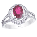 0.61 Ct Diamond & 1.50 Cts Ruby Ring in 14K White Gold