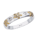 14k Two-Fone Band Glitters with Round B rilliant Cut Diamonds
