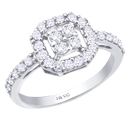 14K White Gold, Cluster Center, Prong Set Wedding Ring 