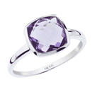 Silver ring with 8mm square checkboard Amethyst