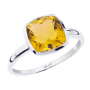 Silver ring with 8mm square checkboard citrine