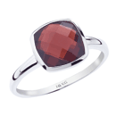 Silver ring with 8mm checkerboard cut garnet 